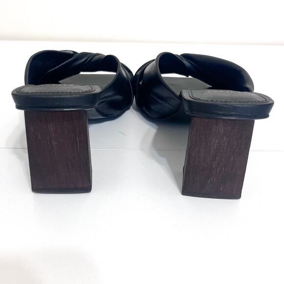 Mango MNG Y2K Open Toe Block Heel Womens Sandals Size 37 US 7 Black Square Toe - Picture 8 of 11